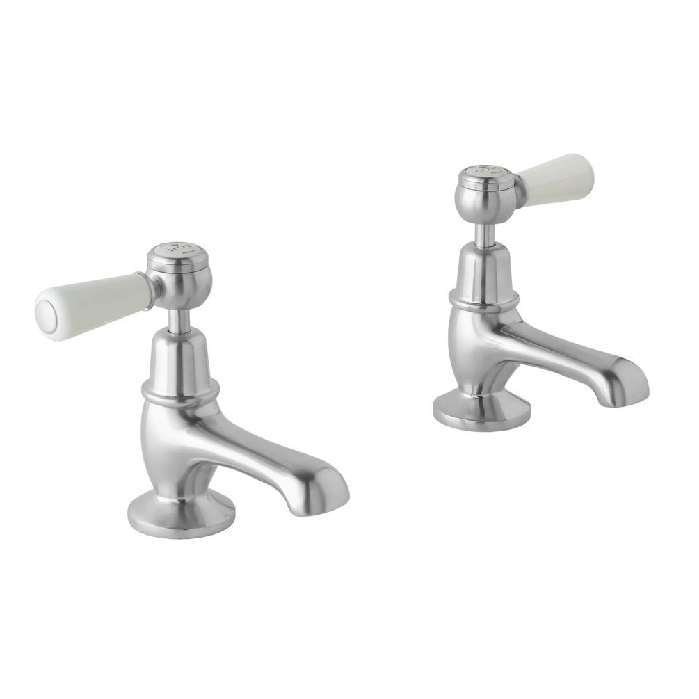 BC Designs Victrion Brushed Chrome Lever Basin Pillar Taps Cut Out